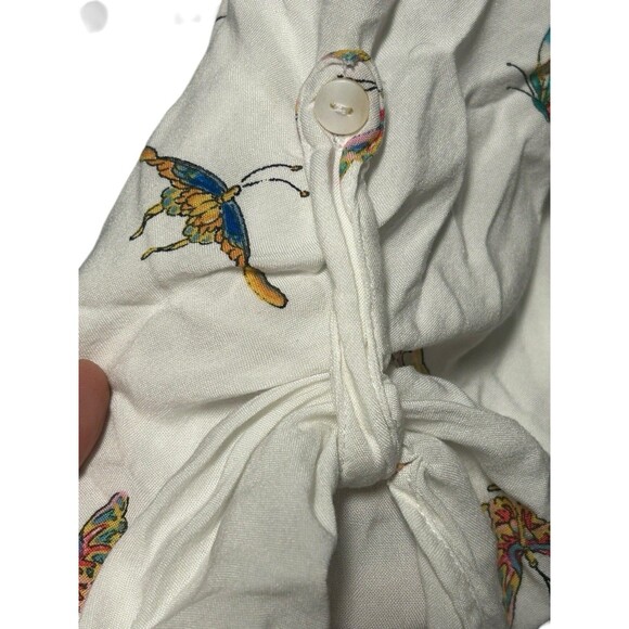 jane and delancey top White Summer Boho Soft Button Up Butterfly Collared Sz 3X - Picture 4 of 8
